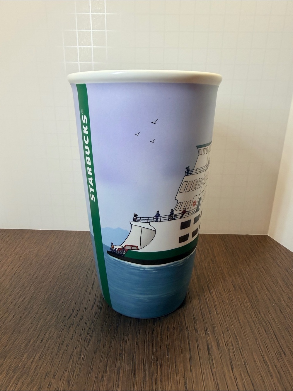 Starbucks Seattle Travel Ceramic Mug with Ferry Illustration (no lid)